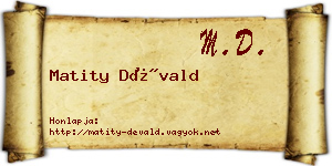 Matity Dévald névjegykártya